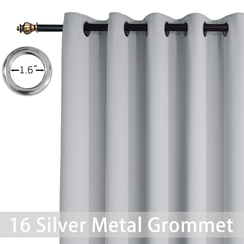 Yakamok Light Grey Room Darkening Curtains 96 inch Sliding Door Drapes