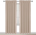 DWCN Blackout Curtains for Living Room Thermal Insulated, Energy Saving & Noise Reducing Bedroom Curtains, Camel, W 60x L 84 Inch, Set of 2 Rod Pocket Curtain Panels