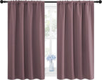 NICETOWN Blackout Curtains for Bedroom, Home Decorations Thermal Insulated Solid Rod Pocket Blackout Drapes for Cafe (Dry Rose, One Pair, 42 x 45-inch)