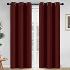 Yakamok Thermal Insulated Blackout Curtains for Bedroom,Grommet Top Room Darkening Window Drapes for Living Room, 42W x 84L,Burgundy Red,2 Panels