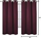 LEMOMO Burgundy Red Blackout Curtains 42 x 63 Inch Length/Set of 2 Curtain Panels/Thermal Insulated Room Darkening Blackout Curtains for Bedroom