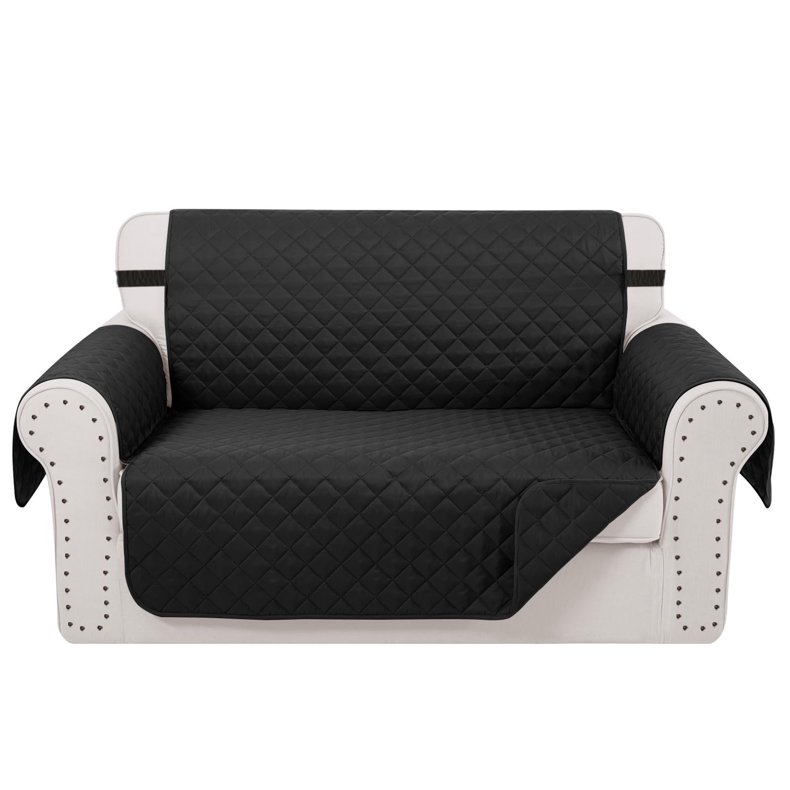 Luxshare Home Reversible 45" Small Loveseat Sofa Covers, Black/Black