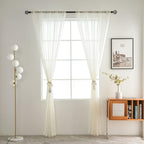 SpaceDresser Ivory Sheer Curtains 4 Panels Rod Pocket Semi-Sheer Curtain 63 Inches Long Light Filtering Voile Window Drapes for Bedroom Living Room Kitchen, Each 52W x 63L