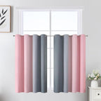 Estelar Textiler Grey and Pink Ombre Short Blackout Curtains 36 Inch Long, Thermal Insulated Grommet Small Half Window Drapes for Cafe/Basement/RV Camper/Kitchen, 52Wx36L, 2 Panels