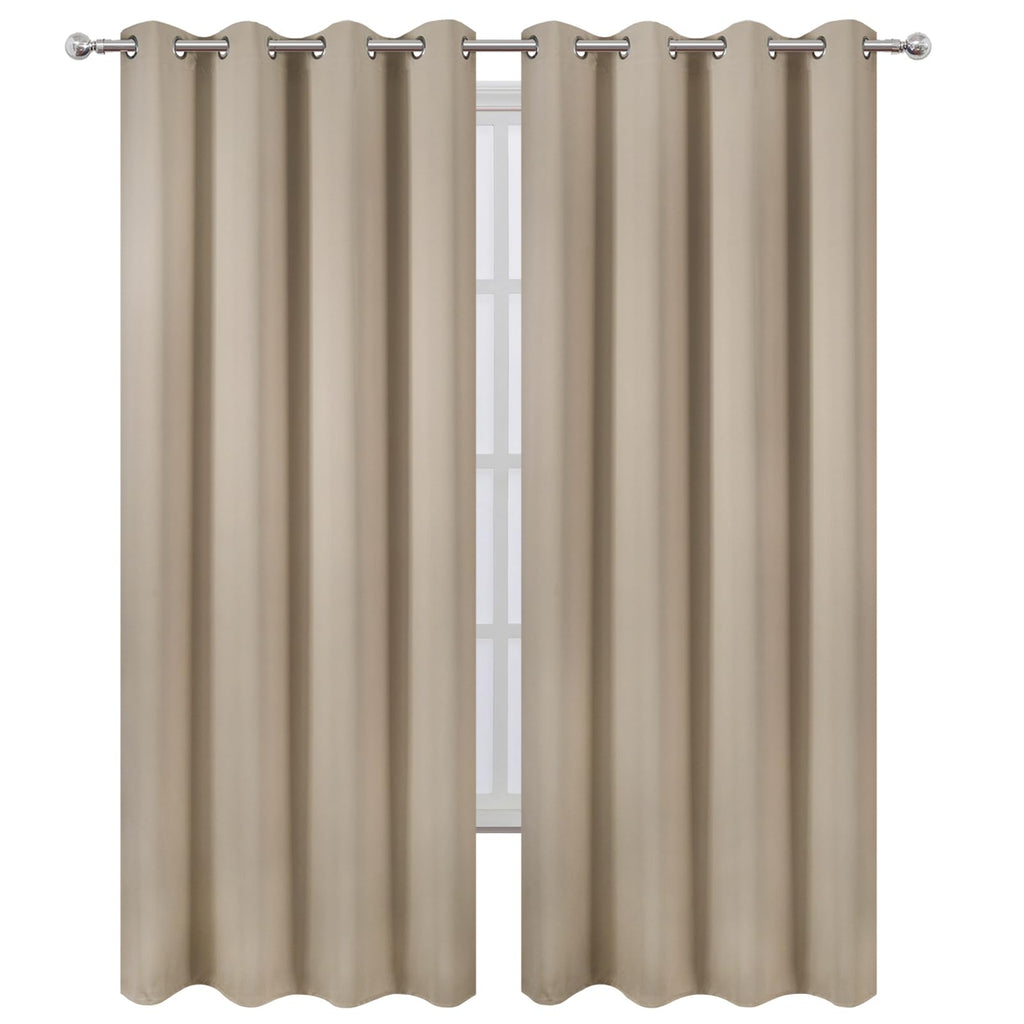 LEMOMO Blackout Curtains 52 x 84 inches Long Khaki Curtains Set of 2 Panels Thermal Insulated Room Darkening Curtains for Bedroom