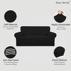 Easy-Going Stretch Oversized Loveseat Slipcover 1-Piece Sofa Cover Furniture Protector Couch Soft with Elastic Bottom for Kids Polyester Spandex Jacquard Fabric Small Checks Black