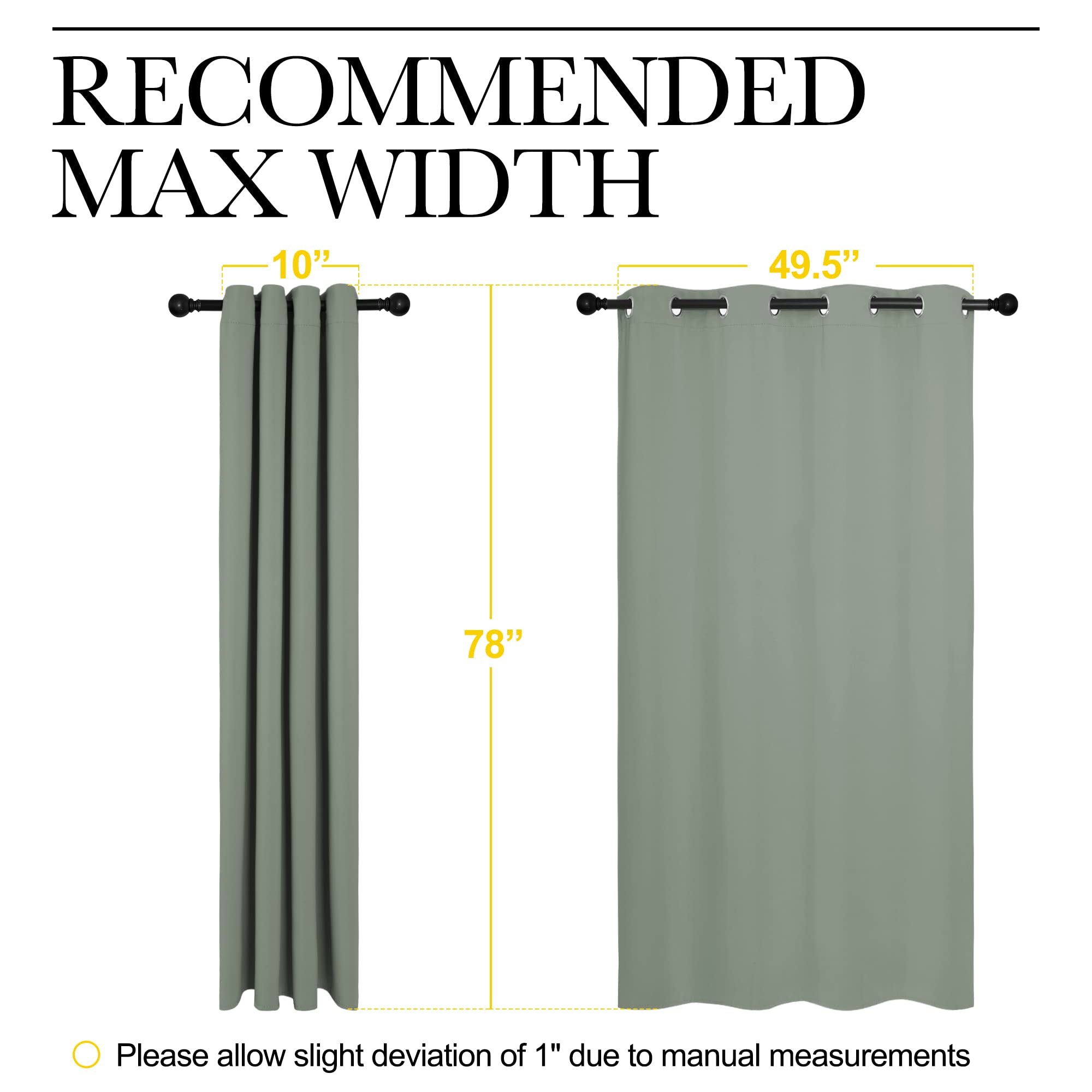 NICETOWN Sage Green Blackout Curtains 78" Long for Office, Dining Room, Guest Room, Sound Reducing Heat and Cold Block Curtain Panels for Modern Room Decorative (55" Wide, 2 Pieces)