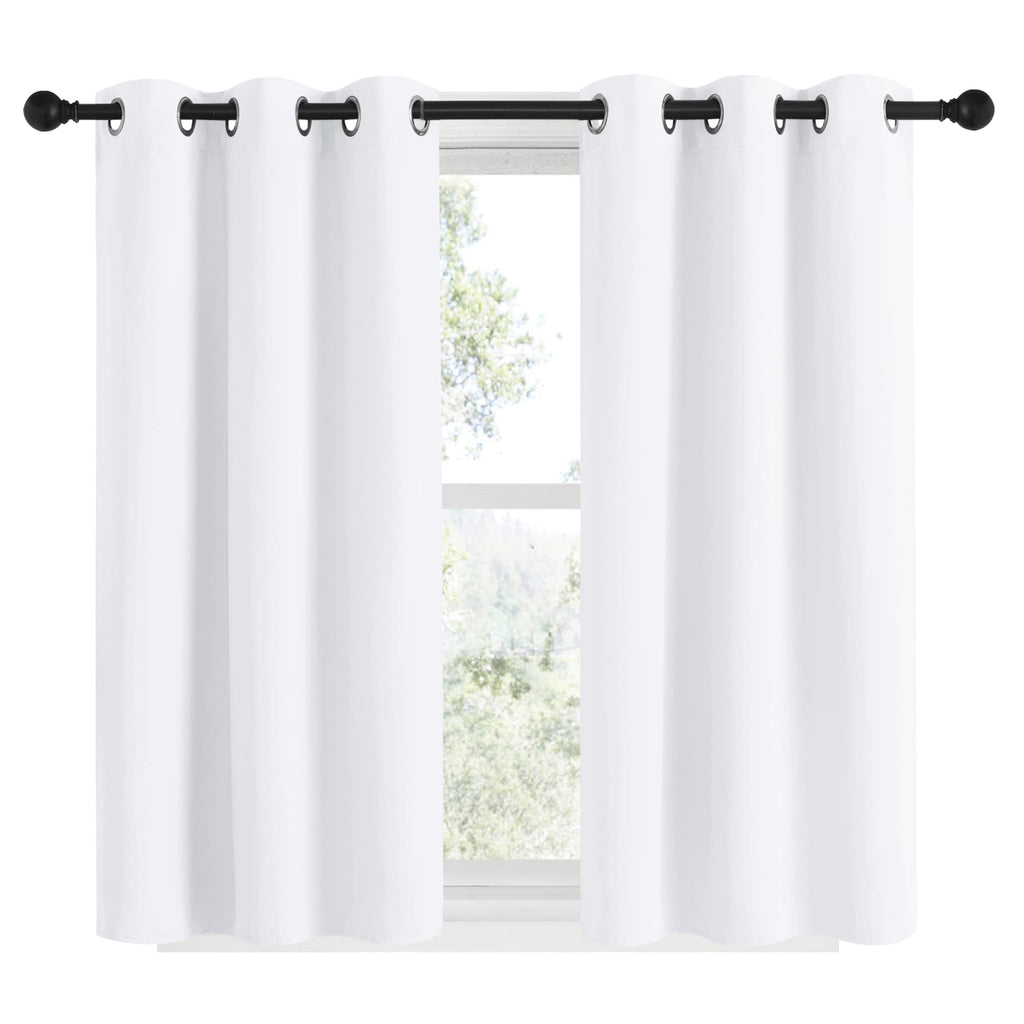 NICETOWN Draperies Curtains Panels, Blocking Out 50% Sunlight Window Treatment Curtains, Grommet Top Small Window Drapes for Bedroom (2 Panels, 34 by 48, White)