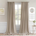 MIULEE Taupe Back Tab Blackout Curtains 52x96 Inch Long 2 Panels Set