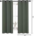 NICETOWN Thermal Insulated Curtains Blackout Draperies, Window Treatment Solid Grommet Room Darkening Drape Panels for Bedroom (Dark Mallard, Set of 2 Panels, 34 by 63 inches Long)