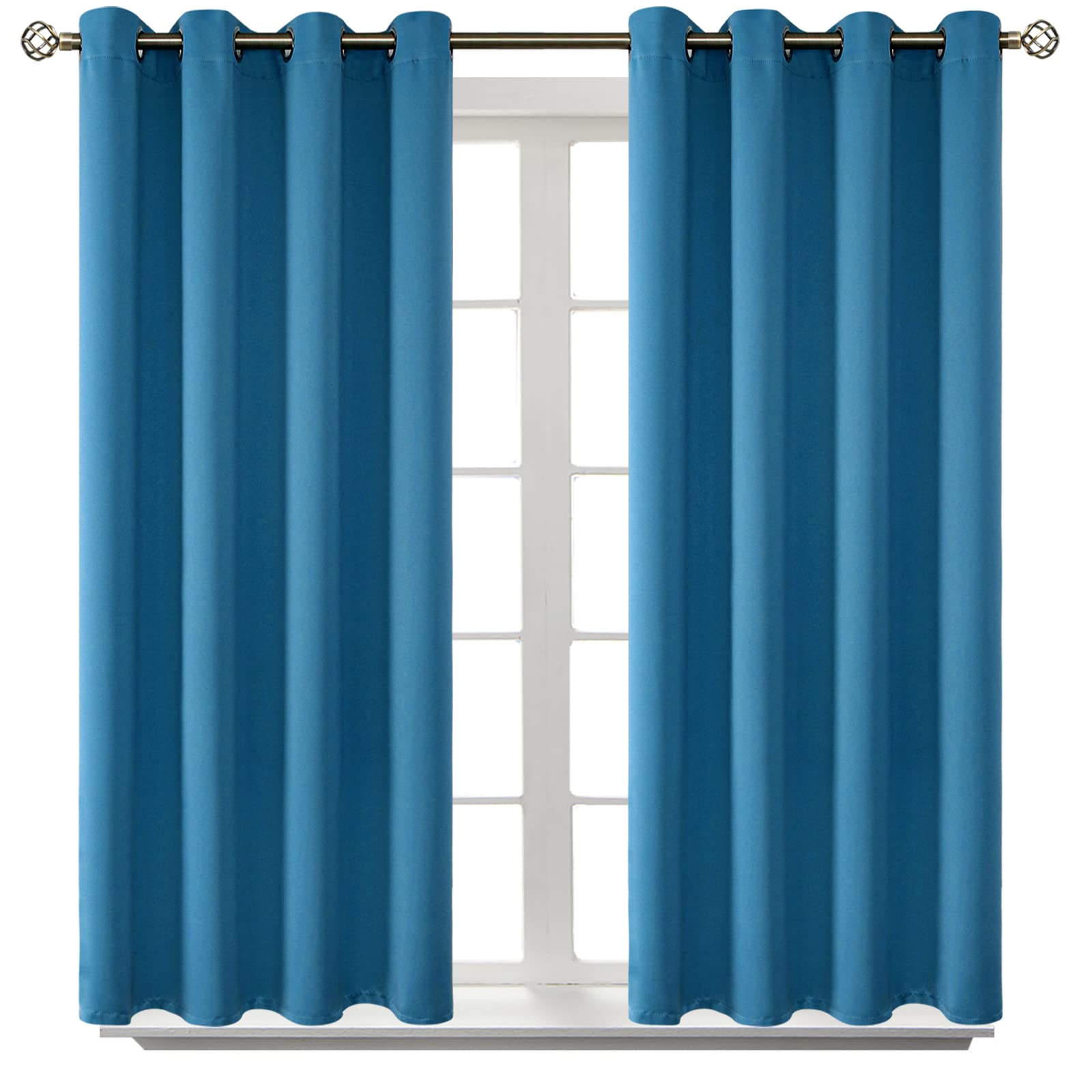BGment Blackout Curtains - Grommet Thermal Insulated Room Darkening Bedroom and Living Room Curtains, Set of 2 Panels (52 x 54 Inch, Steel Blue)