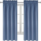 DWCN Blackout Curtains – Thermal Insulated, Energy Saving & Noise Reducing Bedroom and Living Room Curtains, Dusty Blue, W 42x L 72 Inch, Set of 2 Rod Pocket Curtain Panels