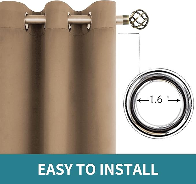 BGment Blackout Curtains for Bedroom - Grommet Thermal Insulated Room Darkening Curtains for Living Room, Set of 2 Panels (70 x 63 Inch, Taupe)