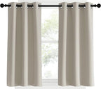 NICETOWN Room Darkening Short Curtain Panels for Cafe, Natural, 2 Panels, W34 x L40 -inch, Thermal Insulated Grommet Room Darkening Draperies/Drapes for Window