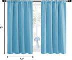NICETOWN Kitchen Window Blackout Curtain Panels - Energy Saving Window Covering Thermal Insulated Rod Pocket Drapes for Basement(Teal Blue, Set of 2 Panels, 42 by 45 inches Long)