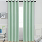 Yakamok Green Curtains 84 Inches Length Blackout Curtain for Bedroom-Light Sage Green Room Darkening Thermal Insulated Grommet Drapes Panels for Living Room, 52W x 84L, Light Sage, 2 Panels