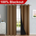 NICETOWN Blackout Curtains 80 inches Long, Gold Brown, 2 Pieces, 42" Wide Each Panel, Full Light Blocking Drapes with Black Liner for Nursery, Thermal Insulated Draperies for Hall, Villa