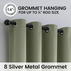 SimpleHome 100% Blackout Curtains for Bedroom,Thermal Insulated Light Sage Grommet Window Drapes Room Darkening Curtains for Living Room with Black Back,52 x 84 Inch,2 Panels