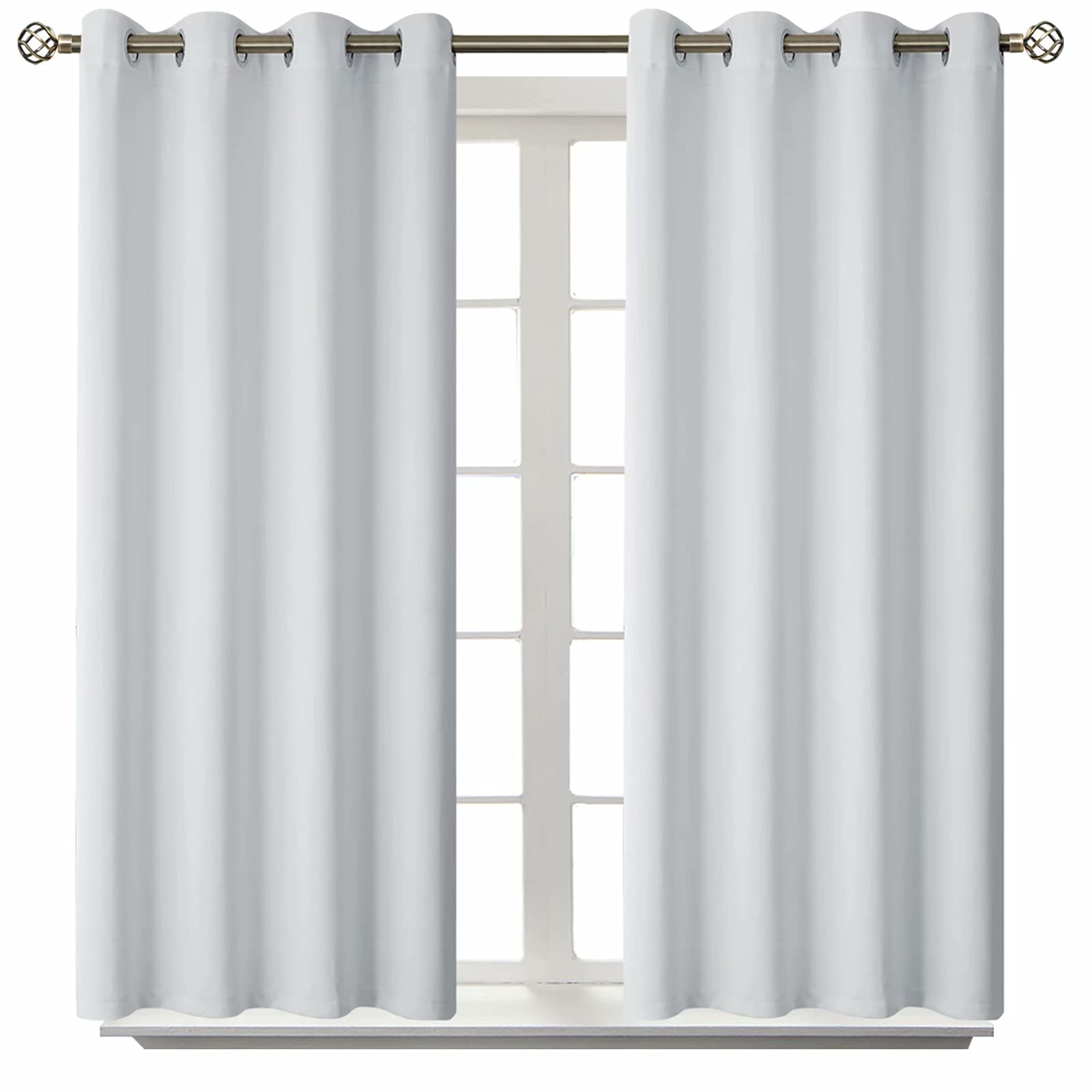 BGment Room Darkening Curtains 54 Inches Long - Grommet Thermal Insulated Drapes Window Treatment Curtains for Bedroom, 2 Panels, 52 x 54 Inch, Greyish White