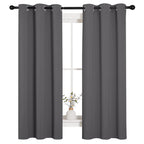 NICETOWN Grey Blackout Curtain Panels for Bedroom, Thermal Insulated Grommet Top Blackout Draperies and Drapes (2 Panels, W34 x L63 inches, Grey)