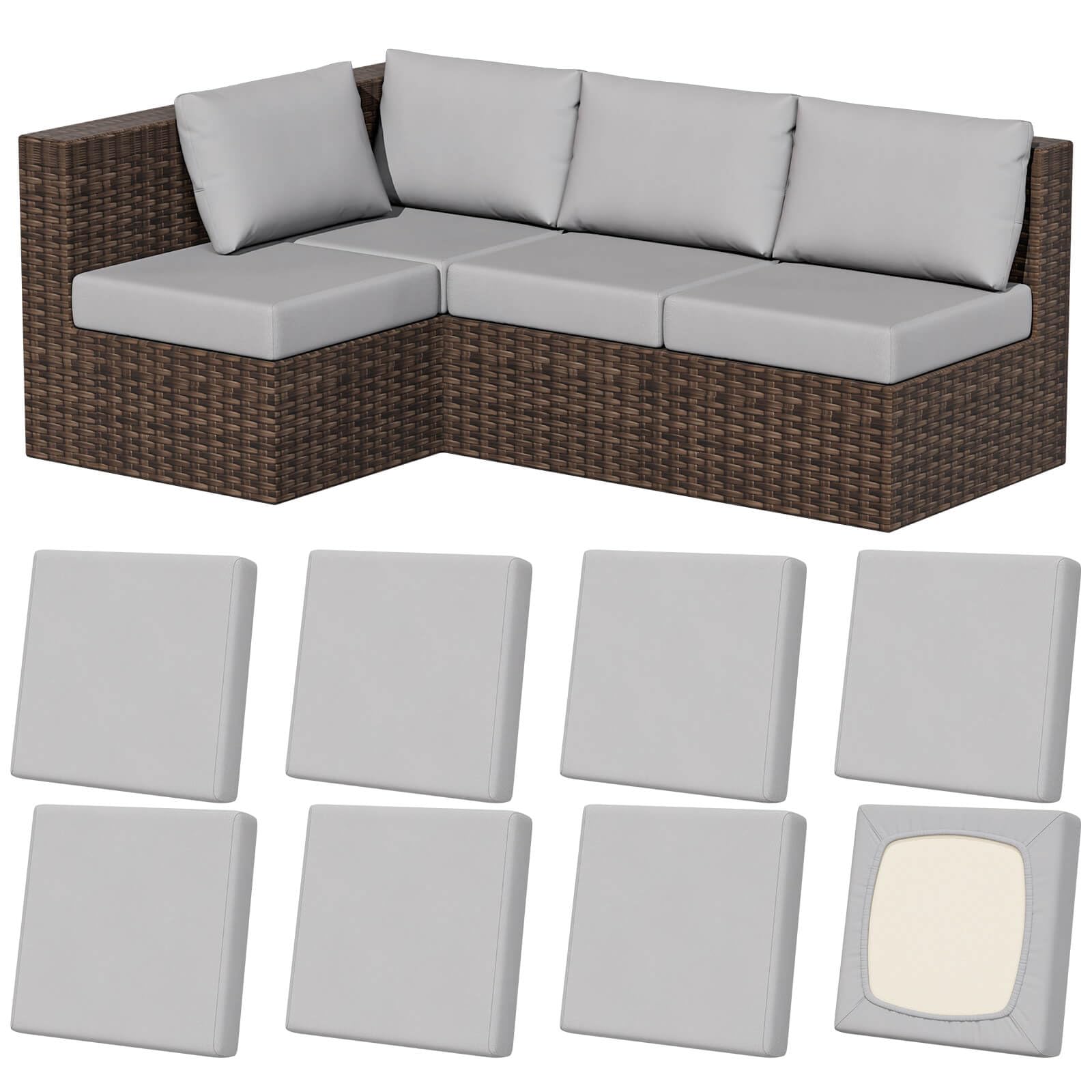 8Pcs Outdoor Cushion Covers, Stretch Patio Furniture Couch Chair Slipcovers