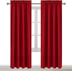 DWCN Christmas Blackout Curtains for Bedroom – Thermal Insulated Room Darkening Drapes for Living Room, Red, W 42 x L 84 Inch, Set of 2 Rod Pocket Curtain Panels