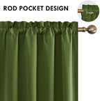 DWCN Olive Green Room Darkening Blackout Curtains - Thermal Insulated Privacy Energy Saving Window Curtain Drapes 52 x 54 inch Length, Set of 2 Bedroom Living Room Curtains