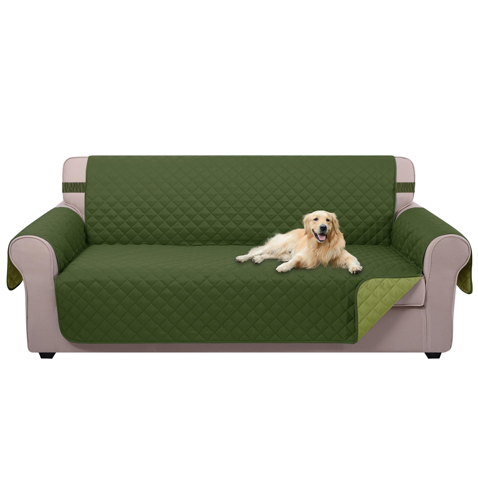 U-NICE HOME Large Sofa Cover Reversible Couch Cover, Huntergreen/Sage
