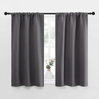 NICETOWN Grey Window Curtains for Bedroom - Home Decoration Thermal Insulated Rod Pocket Blackout Blinds & Drapes for Small Windows (Gray, 2 Panels, W34 x L40 -Inch)