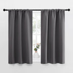 NICETOWN Grey Window Curtains for Bedroom - Home Decoration Thermal Insulated Rod Pocket Blackout Blinds & Drapes for Small Windows (Gray, 2 Panels, W34 x L40 -Inch)