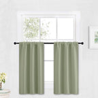 RYB HOME Kitchen Blackout Curtains Over Sink 36 inch Length, Rod Pocket Summer Light UV Blocking Energy Efficient, Cabinet Shelf Cupboard Coverings, Width 29 by Length 36, Sage Green, 2 Panels
