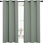 NICETOWN Greyish Green Nursery Essential Thermal Insulated Solid Grommet Top Blackout Short Curtains/Drapes for Son's Room (1 Pair, 42 x 63 inches)