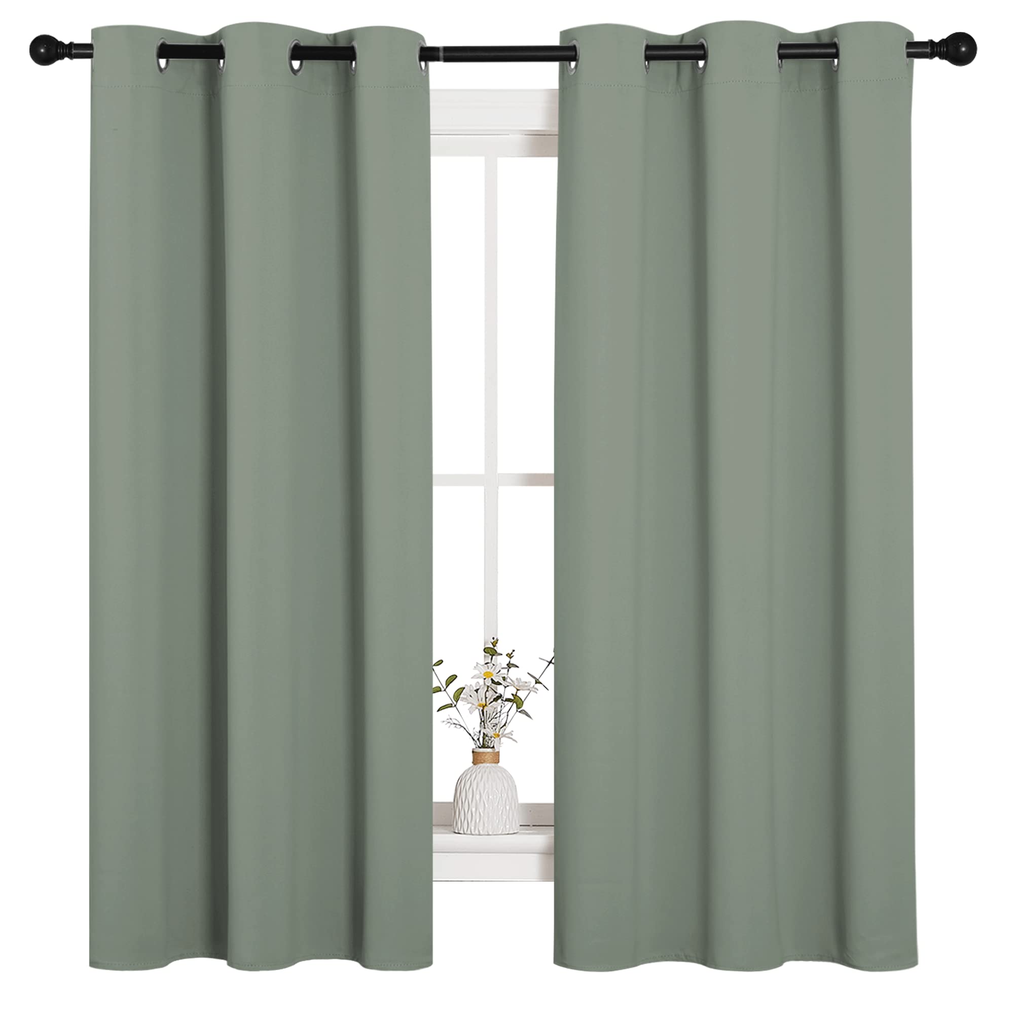 NICETOWN Grey Blackout Curtains for Bedroom 42" Wide x 63" Long 2 Panels