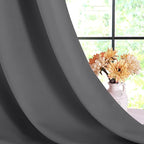 NICETOWN Blackout Window Curtains 80 inch Long, 2 Panels, 34 inch, Grey, Grommet Top Room Darkening Thermal Insulated Solid Vertical Drapes for Bedroom/Kid Room