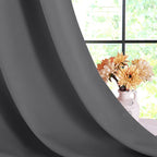 NICETOWN Grey Blackout Curtain Panels for Bedroom, 2 Panels, W42 x L60 inches, Grey, Thermal Insulated Grommet Top Blackout Draperies and Drapes