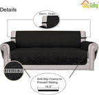 Easy-Going Reversible Oversized Couch Cover for 3 Cushion Couch Sofa Cover for Dogs Water Resistant Furniture Protector Cover with Foam Sticks for Pet Cat (Oversized Sofa, Black/Black)