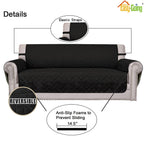 Easy-Going Reversible Couch Cover, 3 Cushion Sofa, Large, Black/Black