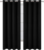 LEMOMO Blackout Curtains 52 x 90 Inch Long Black Curtains Set of 2 Panels Room Darkening Curtains for Bedroom and Living Room