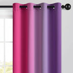 Yakamok Ombre Pink and Purple Curtains for Bedroom, Gradient Room Darkening Curtains, Grommet Thermal Insulated Light Blocking Window Drapes/Curtain for Living Room,52 x 84 Inch,2 Panels