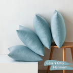 MIULEE Pack of 4 Decorative Outdoor Throw Pillow Covers Linen Waterproof Pillow Covers Summer Farmhouse Cushion Cases for Patio Garden Tent Balcony Couch Sofa 18x18 Inch Blue Gray