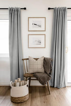 Linen Textured Total Blackout Curtains for Bedroom 72 Inches Long, Grey