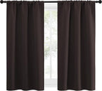 NICETOWN Kitchen Curtains Thermal Insulated Curtains & Drapes, Small Window Blackout Curtain Panels for Girls Room (Toffee Brown, 34" Wide x 54" Long, 2 Panels)