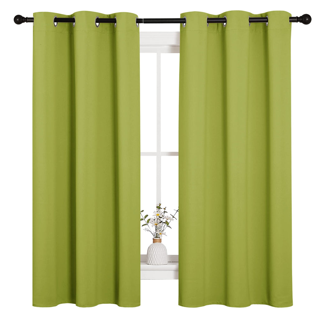 NICETOWN Thermal Insulated Solid Grommet Top Blackout Holiday Decorative Curtains/Drapes for Kid's Room (1 Pair, 42 x 63 inches in Fresh Green)