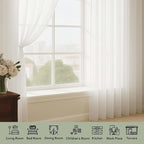 OWENIE Ivory Sheer Curtains 120 Inches Long 2 Panels Set, Airy Lightweight Sheer Ivory Curtain for Living Room Bedroom, Farmhouse Voile Filmy Rod Pocket Curtains Drapes, 2 Pcs, Each 59" Wx120 L Inch
