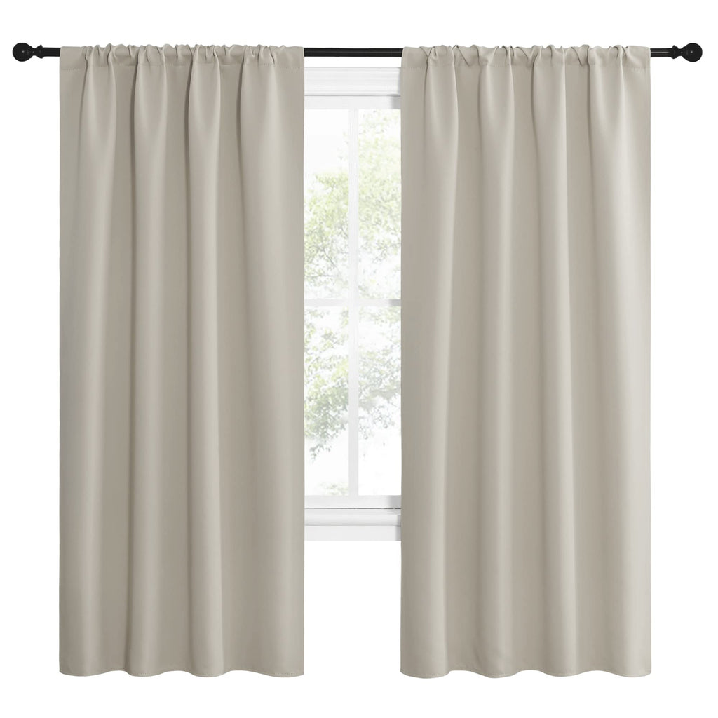 NICETOWN Blackout Curtains for Living Curtains, Room Darkening Window Curtain Panels, Easy-Care Solid Thermal Insulated Draperies/Drapes for Daughter Room (Natural, 2 Panels, 42 by 72)