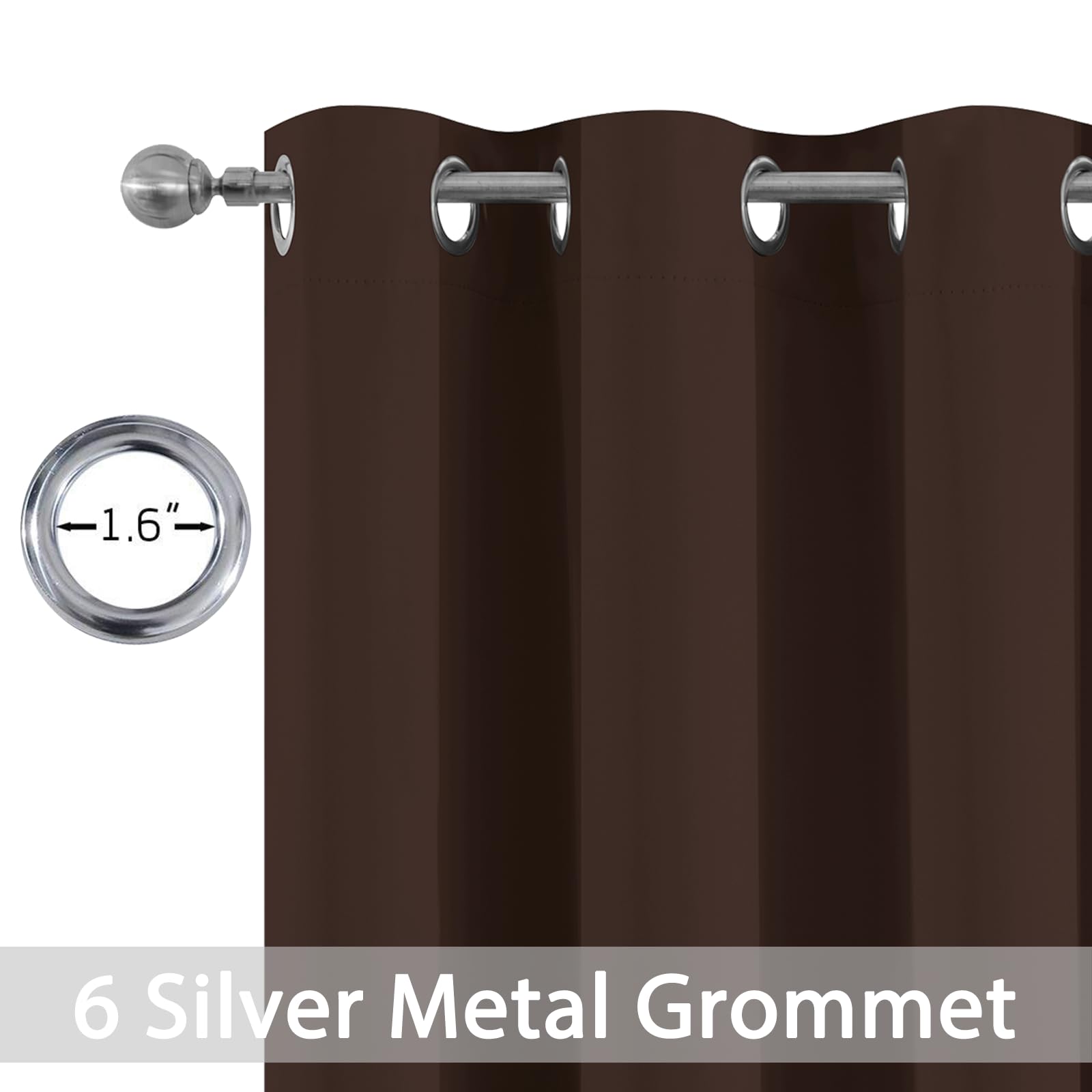 Yakamok Blackout Curtains 38x63 inch Chocolate Brown Thermal Drapes-Bedroom