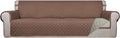 PureFit Reversible Quilted Sofa Cover, Water Resistant Slipcover Furniture Protector, Washable Couch Cover with Non Slip and Elastic Straps for Kids, Dogs, Pets (XX Large, Brown/Beige)