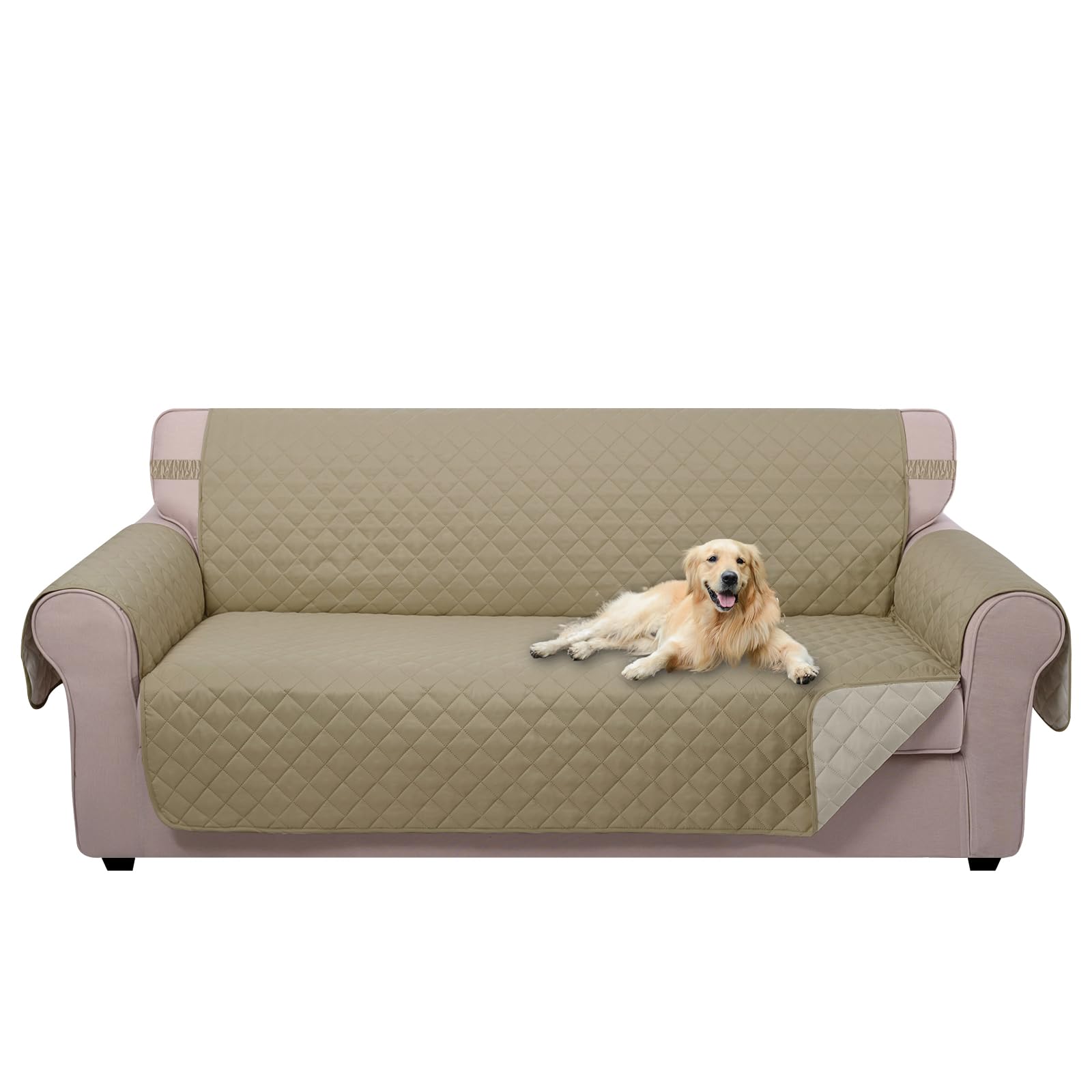 U-NICE HOME Large Sofa Cover Reversible Couch Cover, Light Camel/Beige