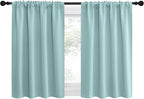 NICETOWN 2 Panels Blackout Curtains, Rod Pocket Thermal Insulated Drapes for Kitchen, Heavy Duty Small Window Treatment for Dorm Room, Studio Apartment, Basement (Aqua Green, W42 x L30)