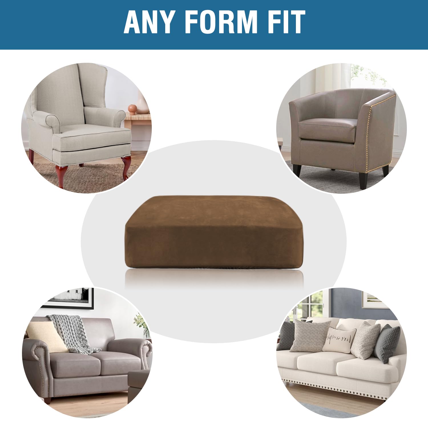 H.VERSAILTEX Velvet Stretch Couch Cushion Cover Plush Cushion Slipcover for Chair Loveseat Sofa Cushion Furniture Protector Seat Cushion Sofa Cover (3 Piece Sofa Cushion Covers, Bronze Brown)